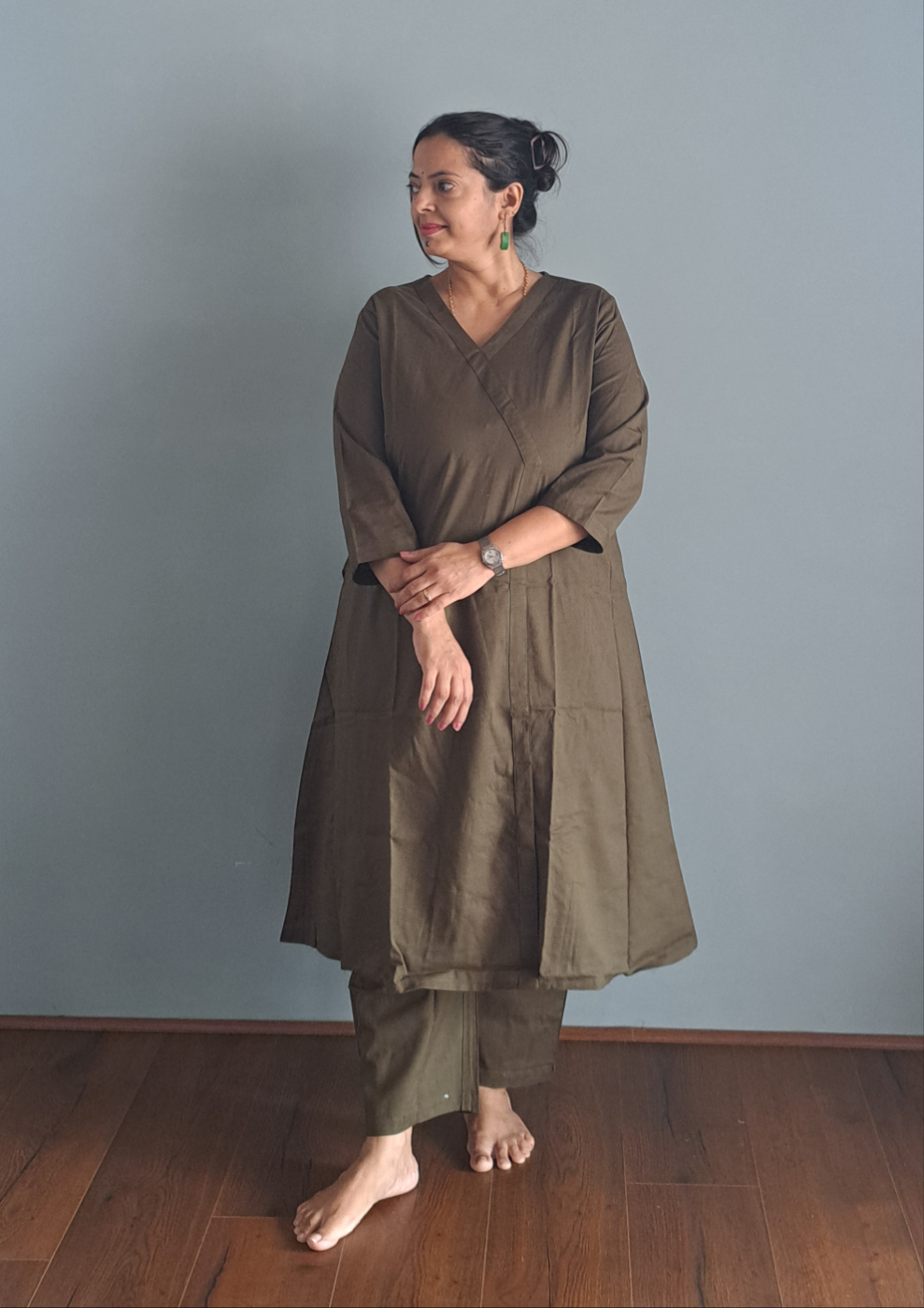Bottle Green Elegance: Pure Flex Cotton Co-ord Set