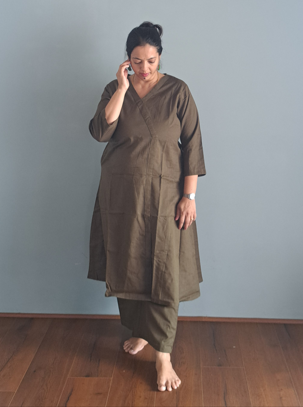 Bottle Green Elegance: Pure Flex Cotton Co-ord Set
