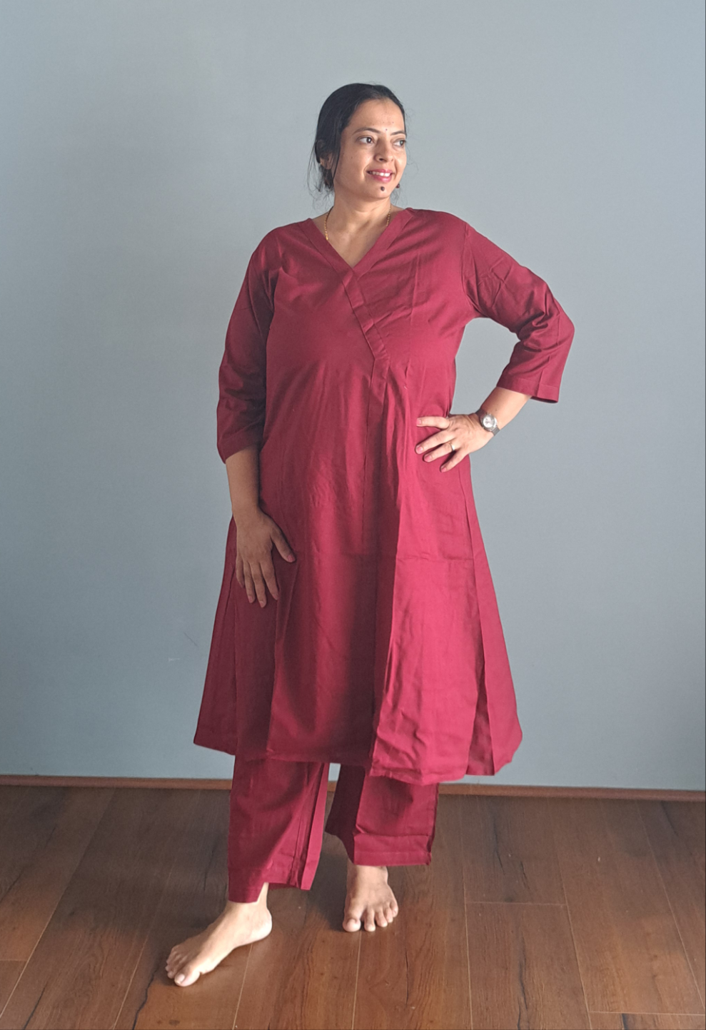 Maroon Majesty: Pure Flex Cotton Co-ord Set