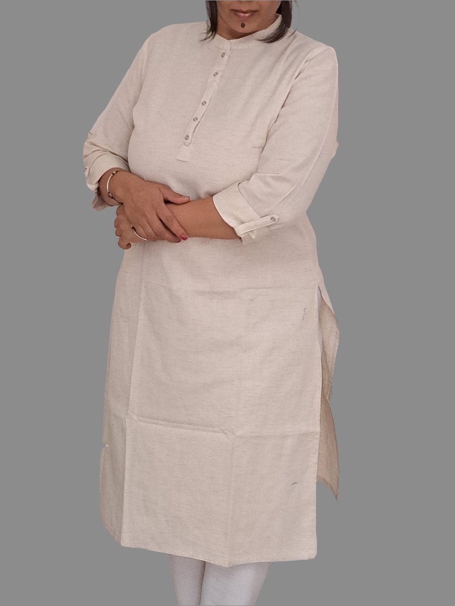 Pure Elegance: Plain Off-White Cotton Kurti