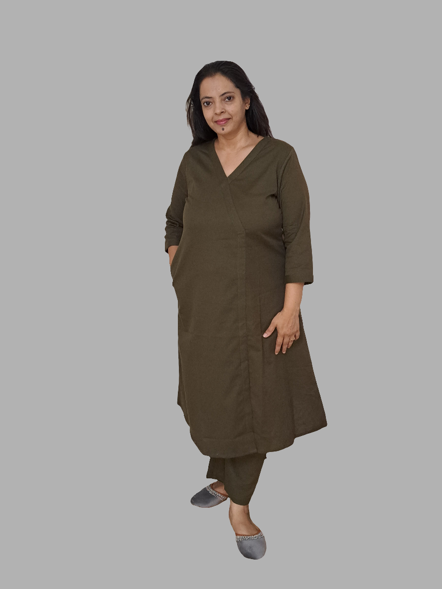 Bottle Green Elegance: Pure Flex Cotton Co-ord Set
