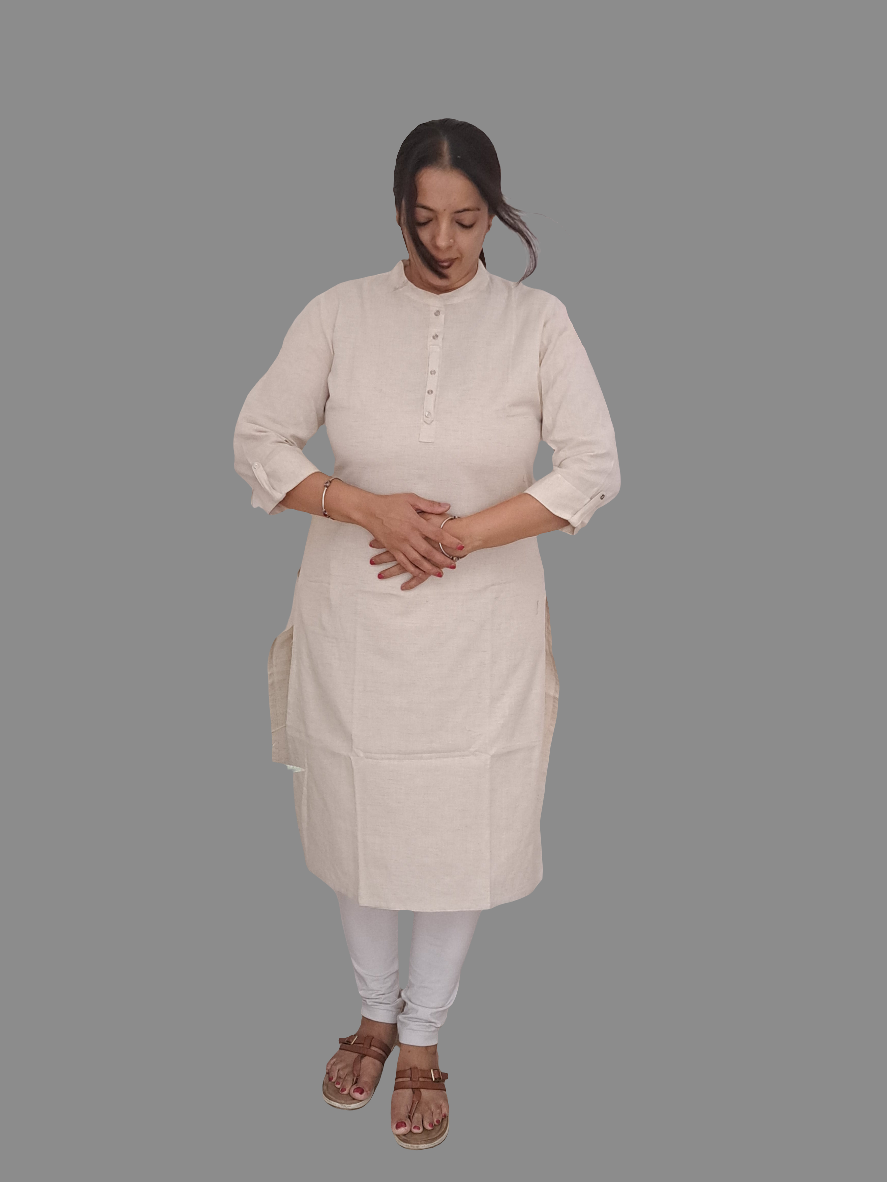 Pure Elegance: Plain Off-White Cotton Kurti
