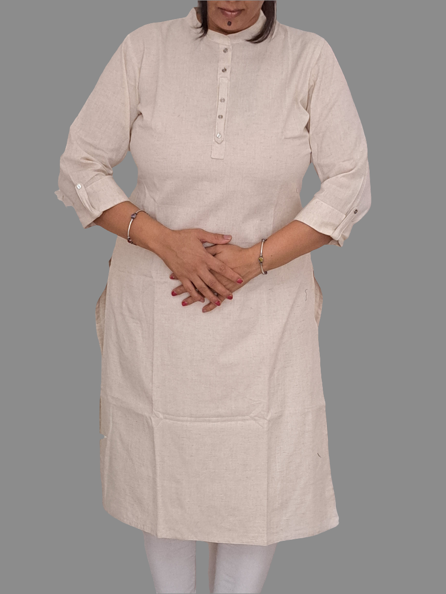 Pure Elegance: Plain Off-White Cotton Kurti