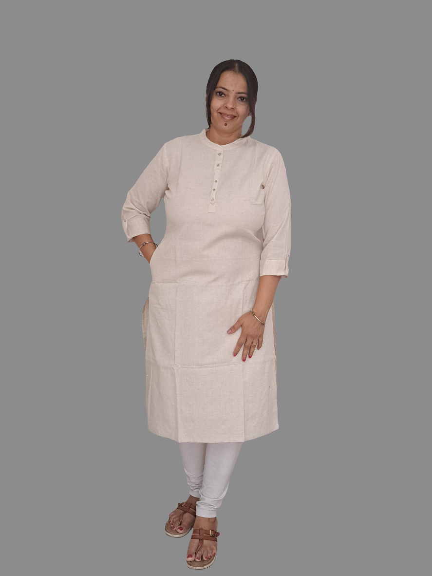 Pure Elegance: Plain Off-White Cotton Kurti