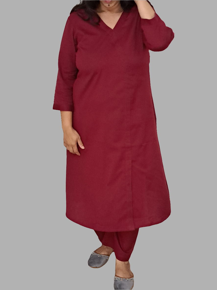 Maroon Majesty: Pure Flex Cotton Co-ord Set