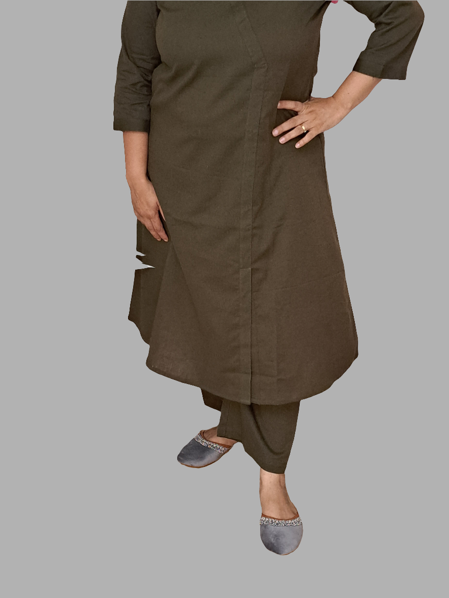 Bottle Green Elegance: Pure Flex Cotton Co-ord Set