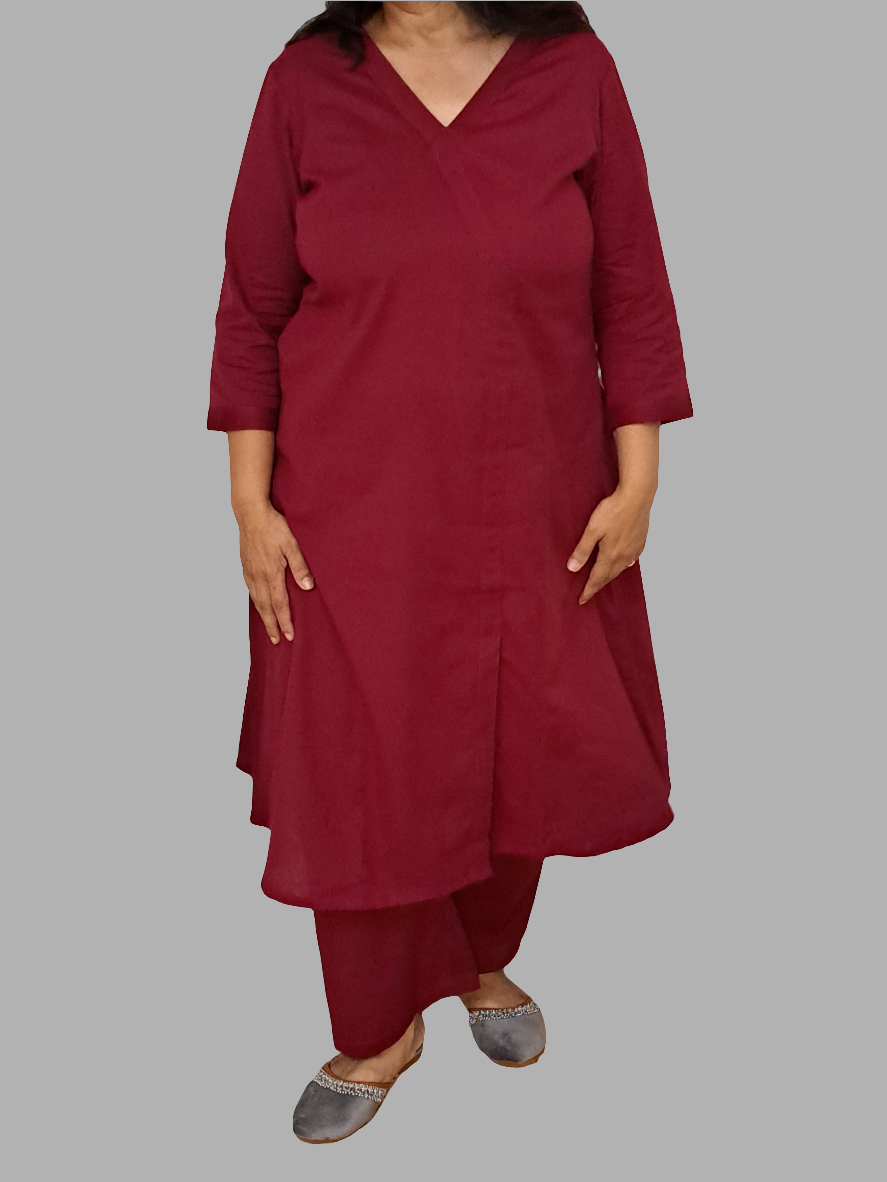 Maroon Majesty: Pure Flex Cotton Co-ord Set