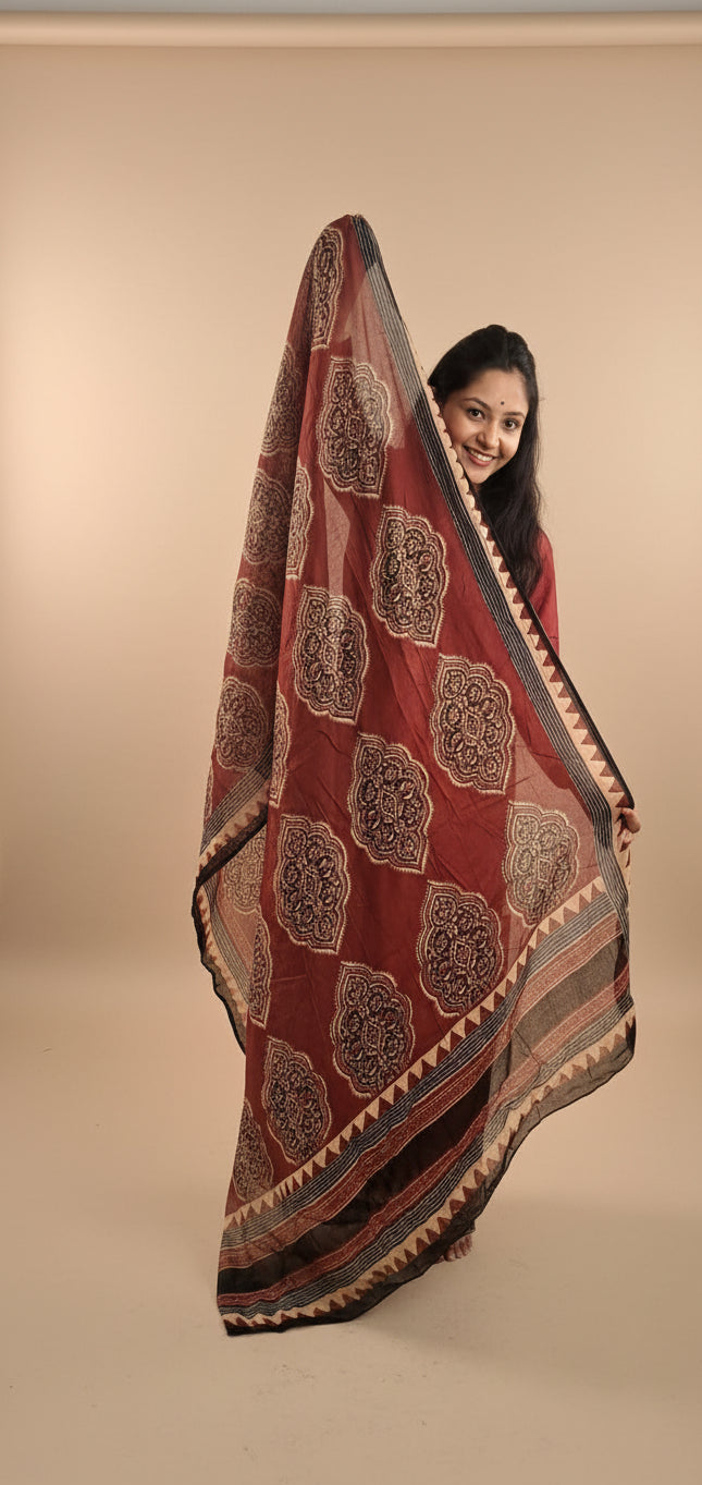 Coffee brown cotton suit set for woman