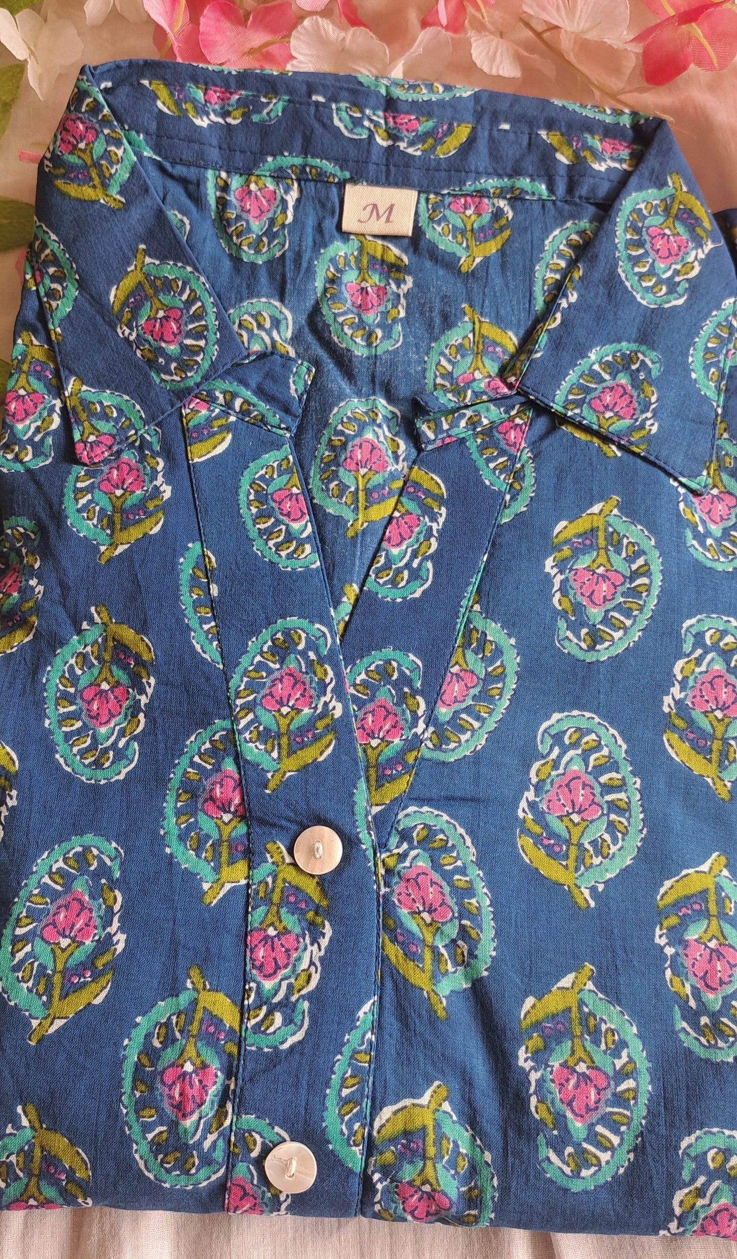 Azure Allure: Blue Paisley Printed Cotton Dress