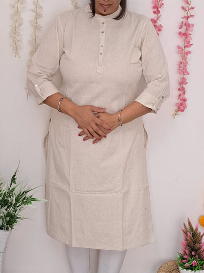 Pure Elegance: Plain  Off-White Cotton Kurti