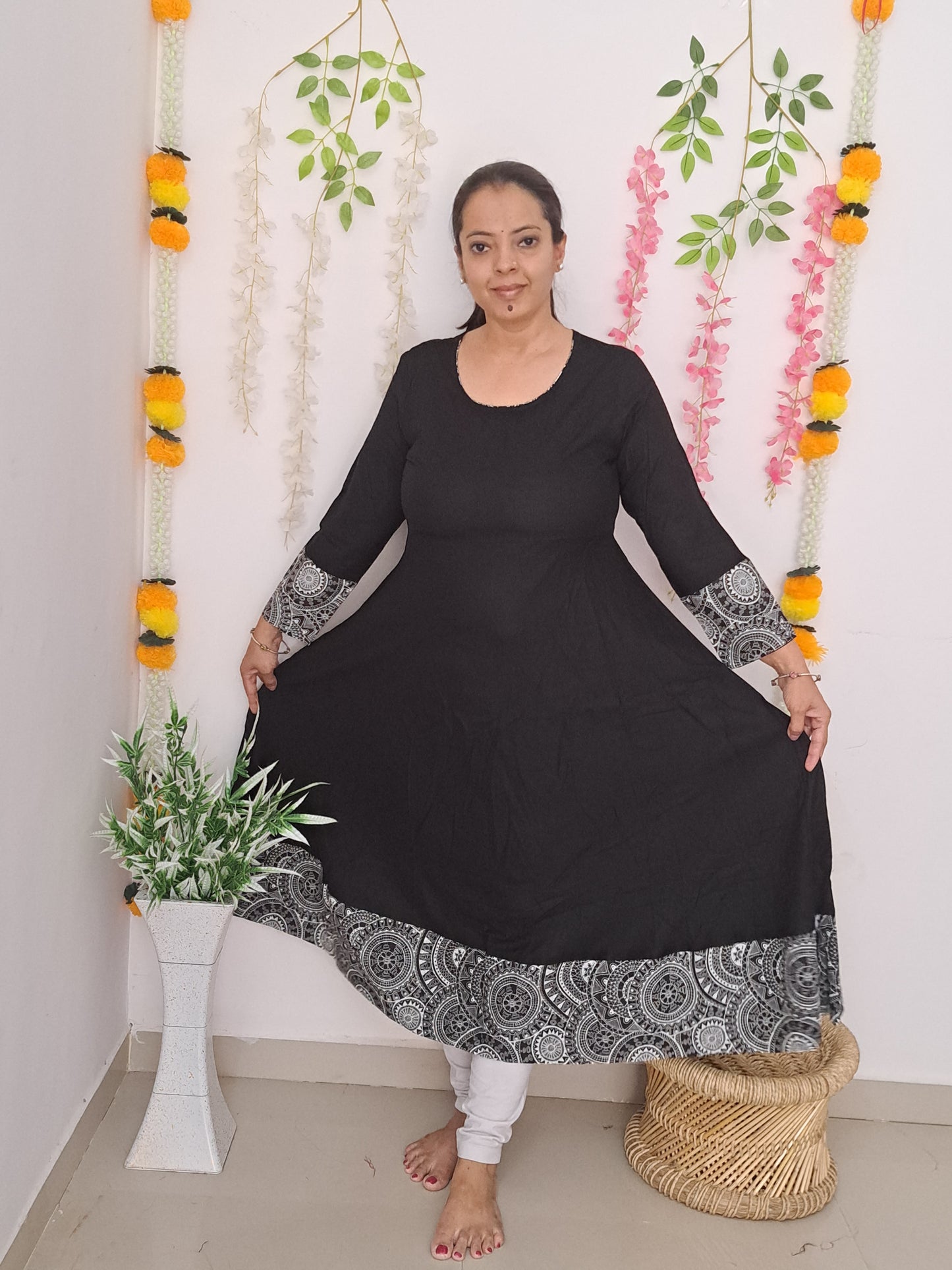 Plain Black Long Kurti