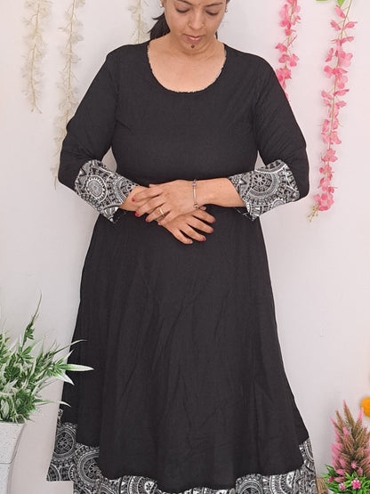 Plain Black Long Kurti