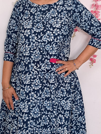 Breezy Blooms: Blue and White Floral Dress