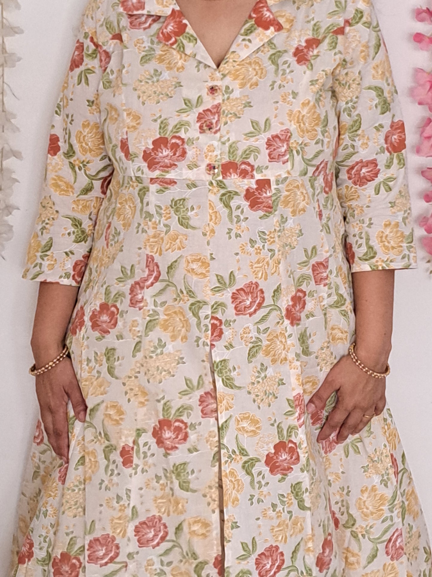 Pastel Blooms: Floral Mulitcolor Cotton kurta pant set