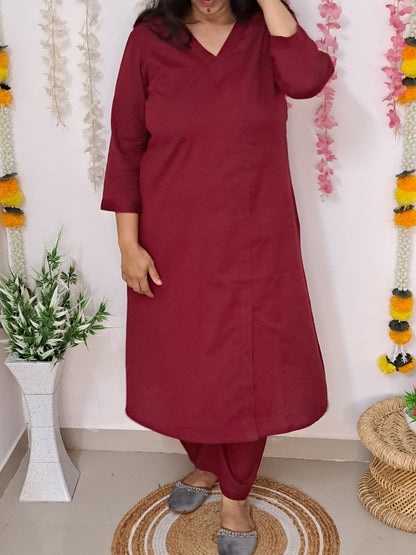 Maroon Majesty: Pure Flex Cotton Co-ord Set