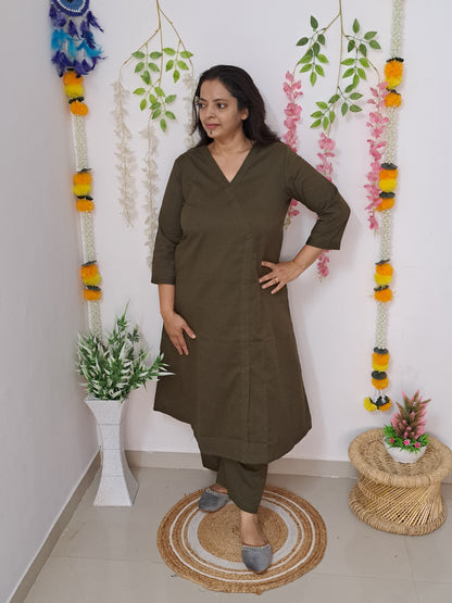 Bottle Green Elegance: Pure Flex Cotton Co-ord Set