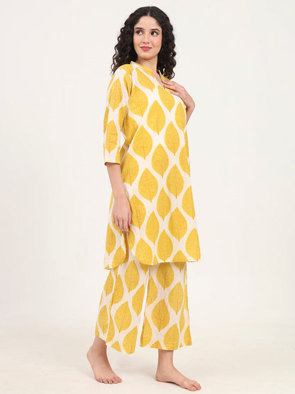 Yellow Printed Cotton Coords