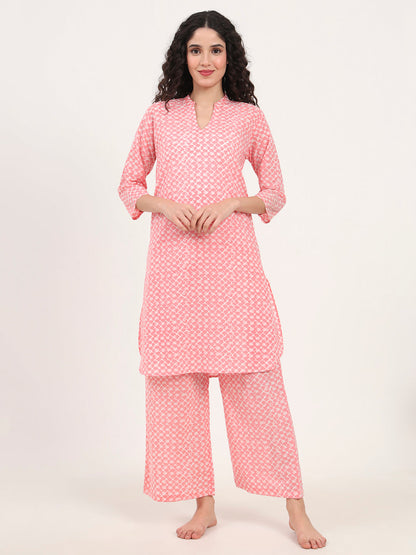 Pink Printed Cotton Coords