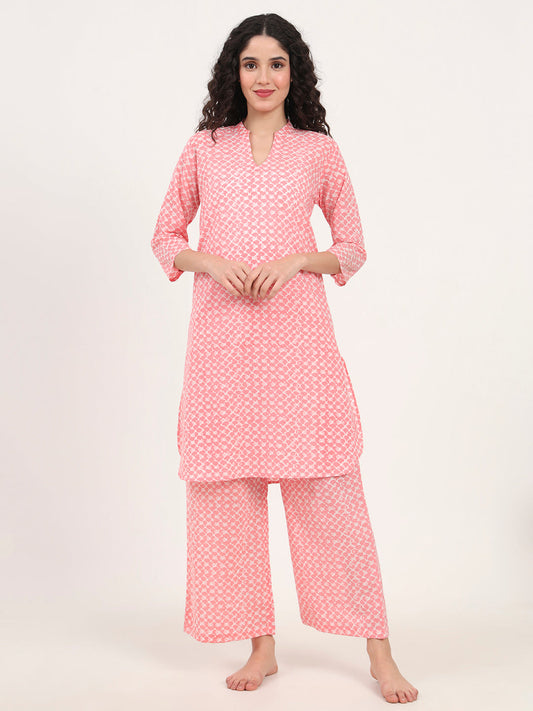 Pink Printed Cotton Coords