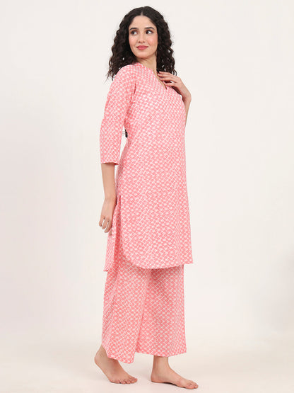 Pink Printed Cotton Coords