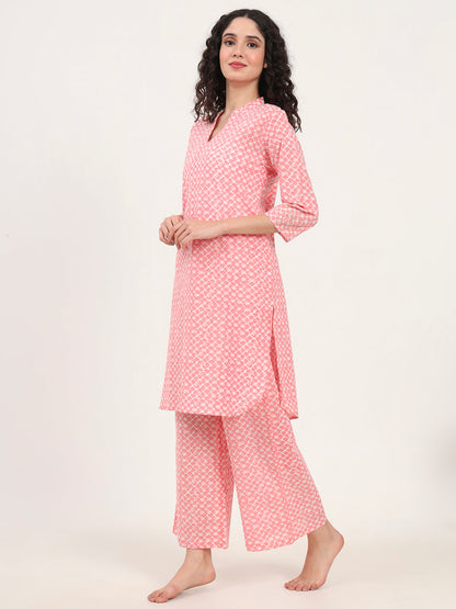 Pink Printed Cotton Coords