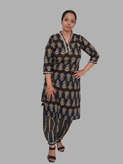 Black Cotton Kurti with Harem Pant: Effortless Chic