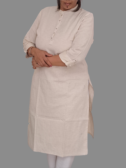 Pure Elegance: Plain  Off-White Cotton Kurti