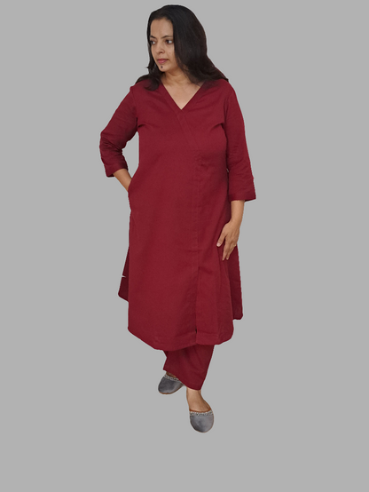 Maroon Majesty: Pure Flex Cotton Co-ord Set