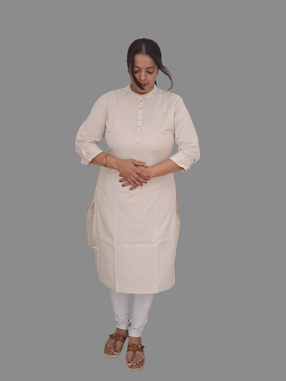 Pure Elegance: Plain  Off-White Cotton Kurti