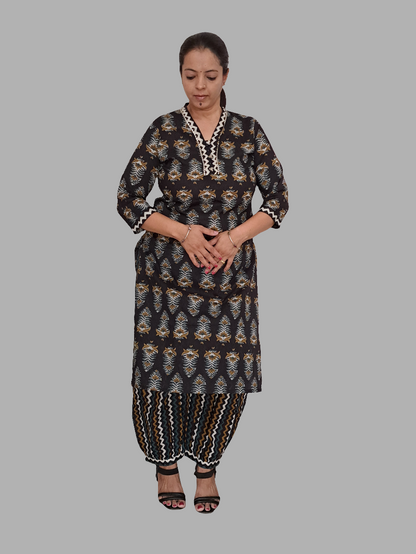 Black Cotton Kurti with Harem Pant: Effortless Chic