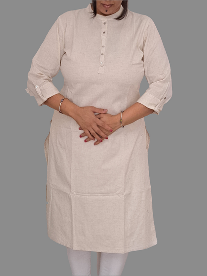 Pure Elegance: Plain  Off-White Cotton Kurti