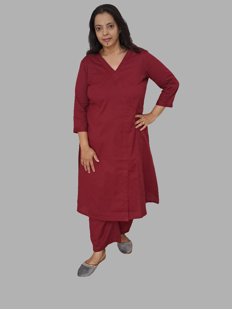 Maroon Majesty: Pure Flex Cotton Co-ord Set