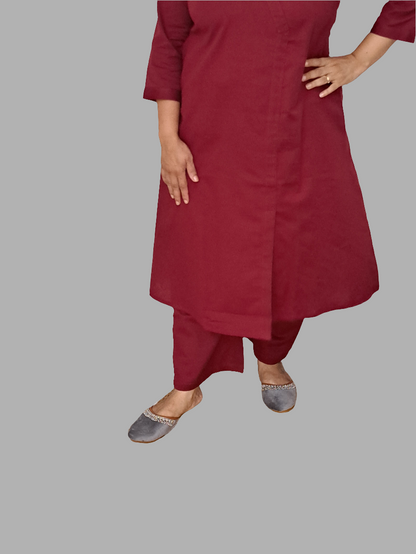 Maroon Majesty: Pure Flex Cotton Co-ord Set