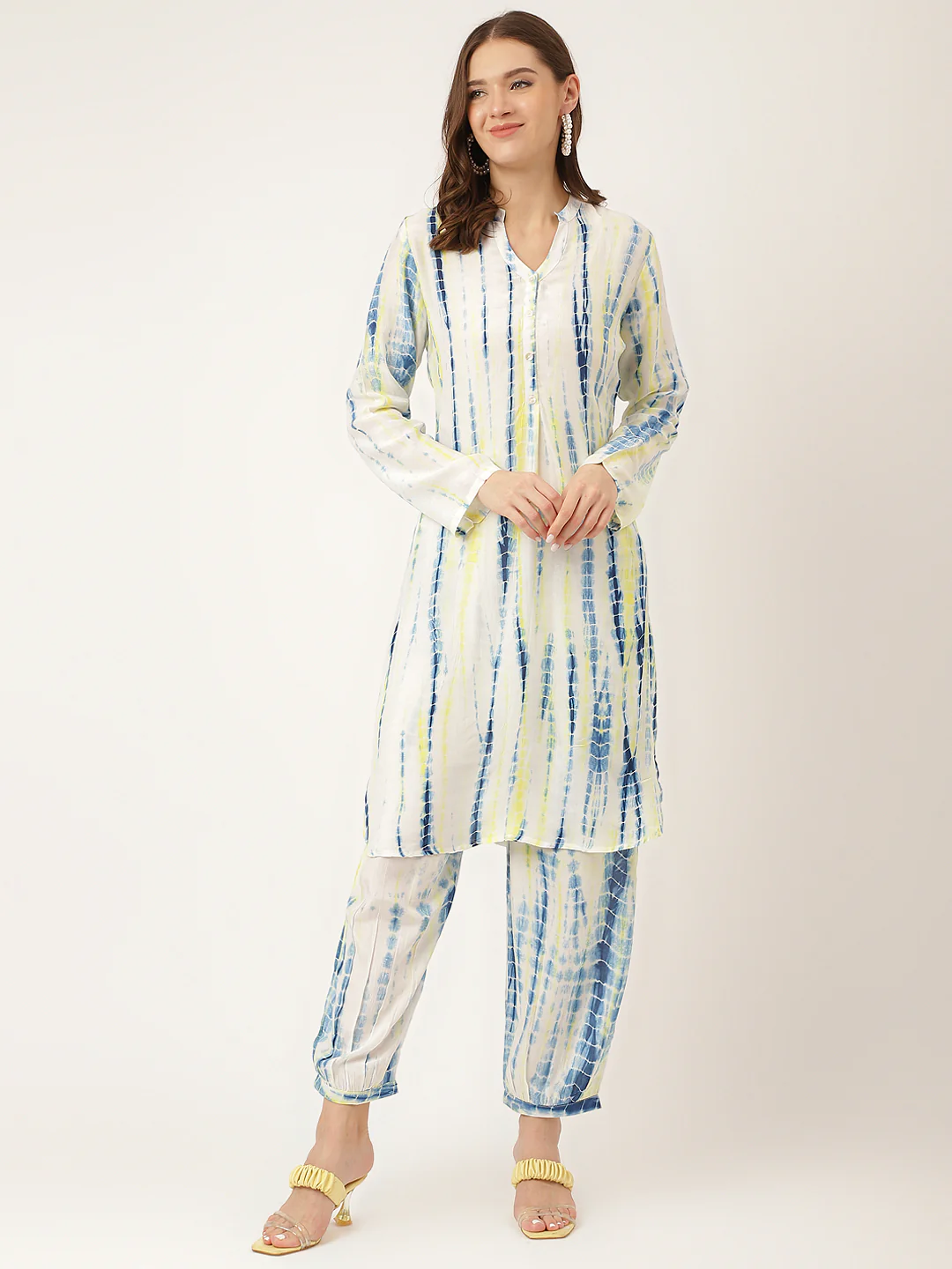 Sky Serenity: Light Blue Tie Dye Muslin Co Ord Set