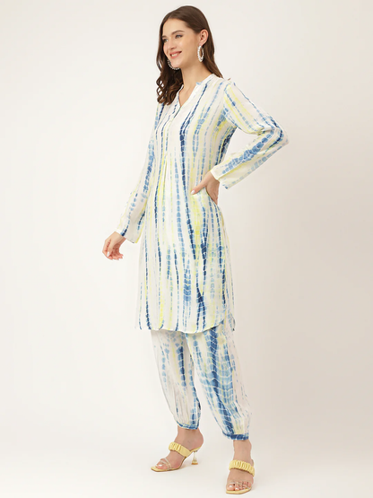 Sky Serenity: Light Blue Tie Dye Muslin Co Ord Set