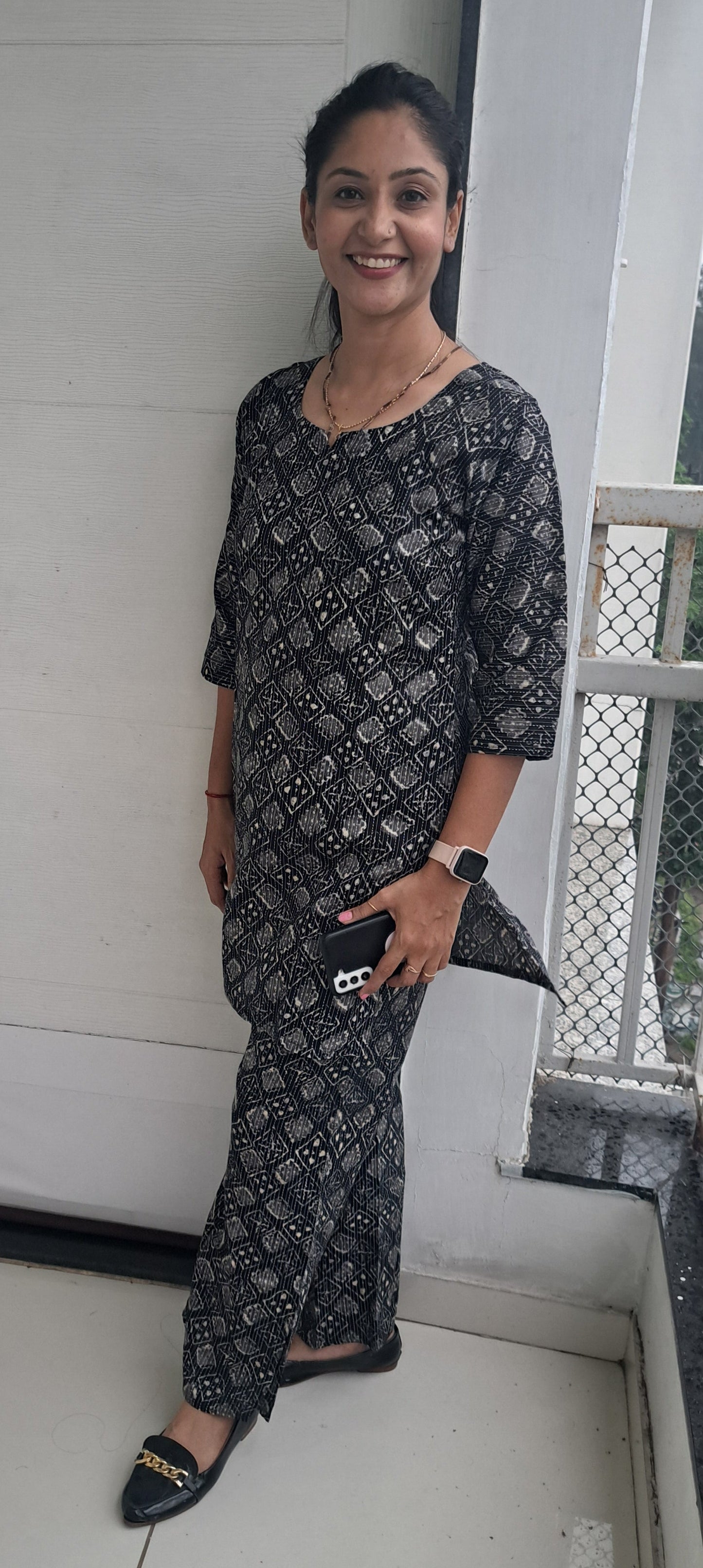 Black floral Kantha cotton coords