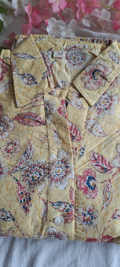 Sunshine Blooms: Yellow Floral Printed Cotton Dress