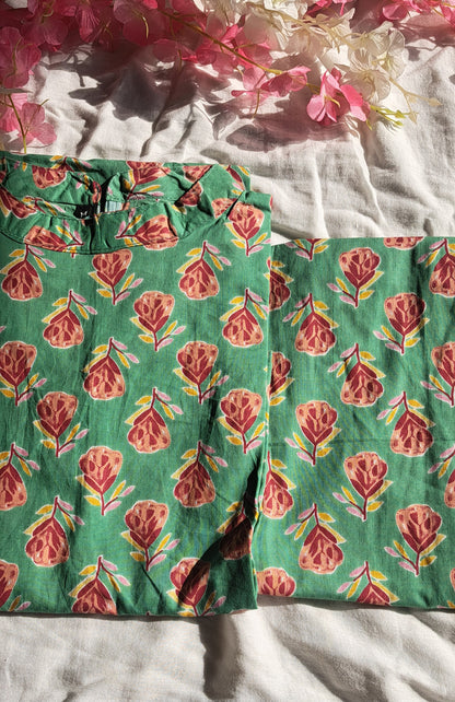 Sea green floral cotton coords