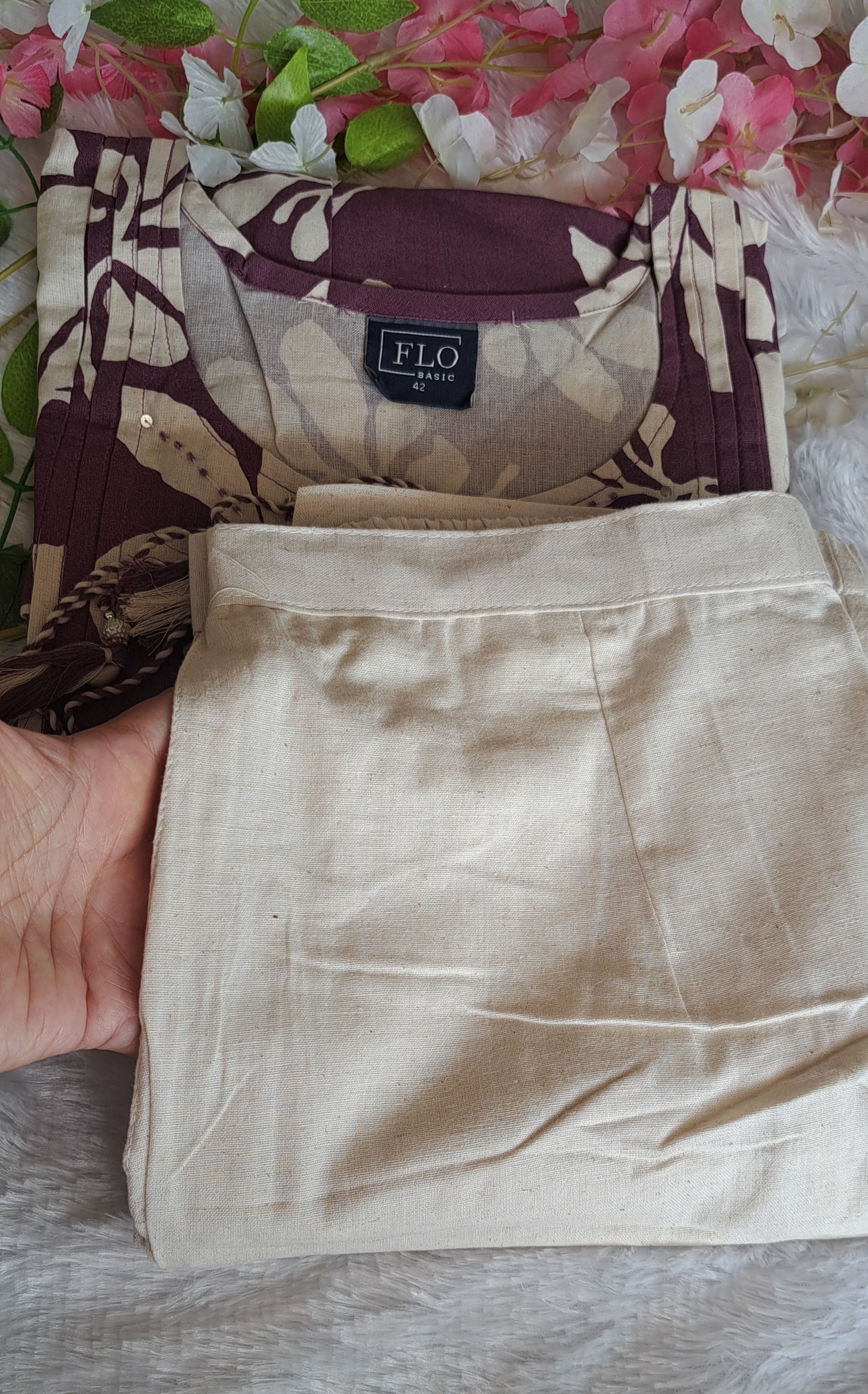 Purple coords with thread work and patch work on pant