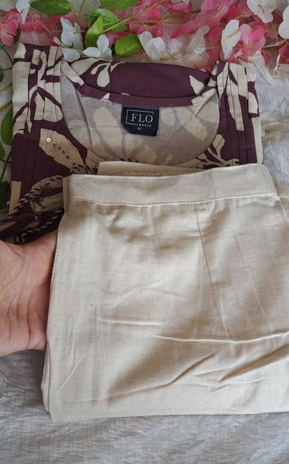 Purple coords with thread work and patch work on pant