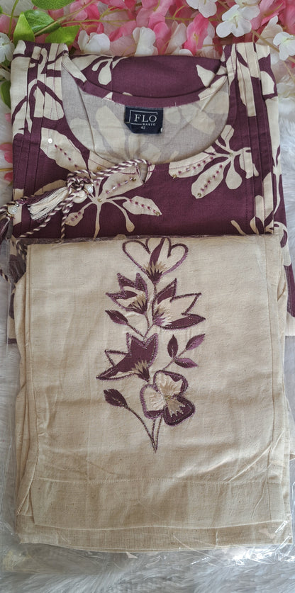 Purple coords with thread work and patch work on pant