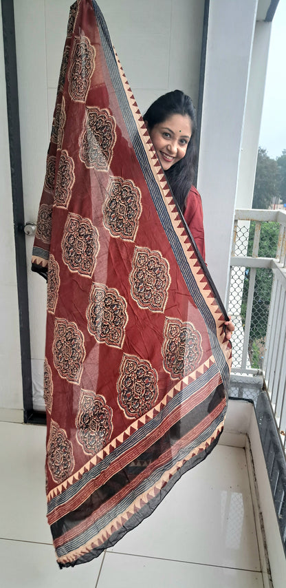 Coffee brown cotton suit set for woman