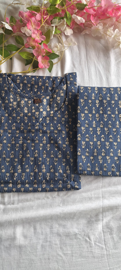 Blue Kantha cotton coords