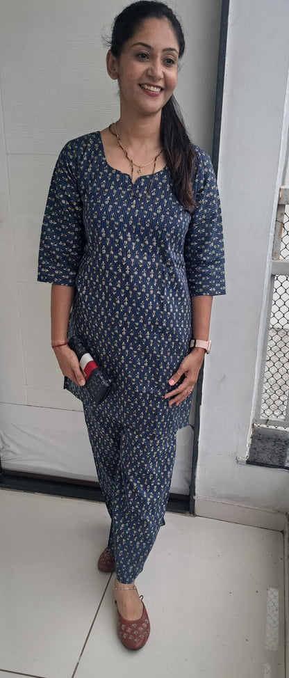 Blue Kantha cotton coords