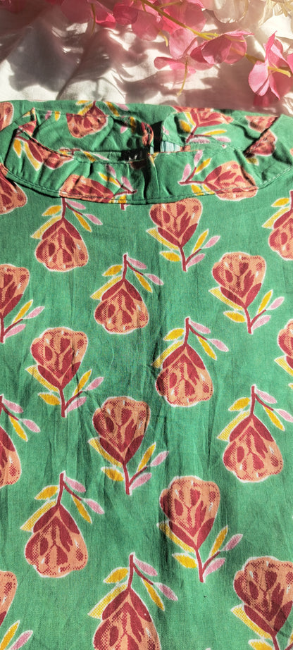 Sea green floral cotton coords