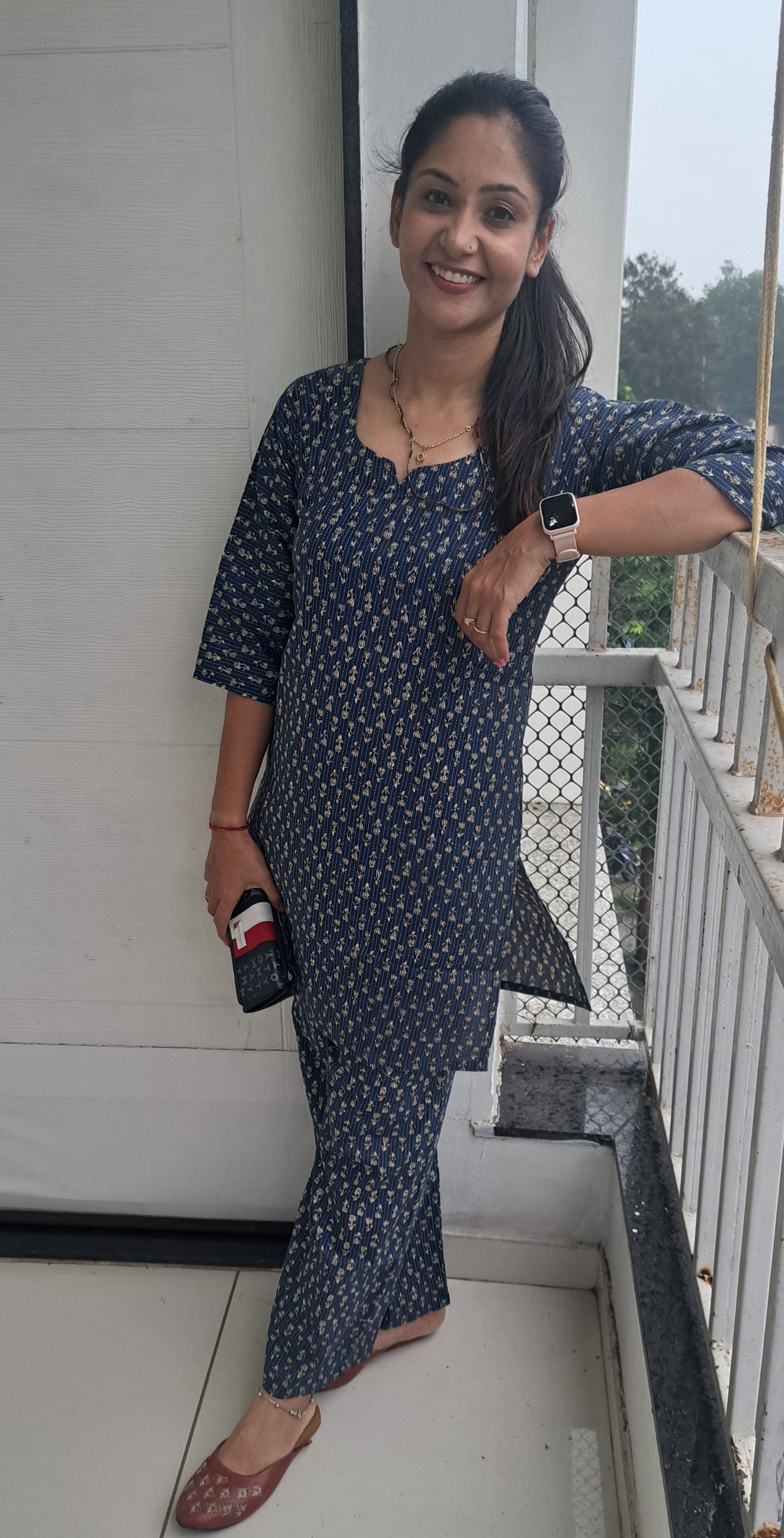 Blue Kantha cotton coords