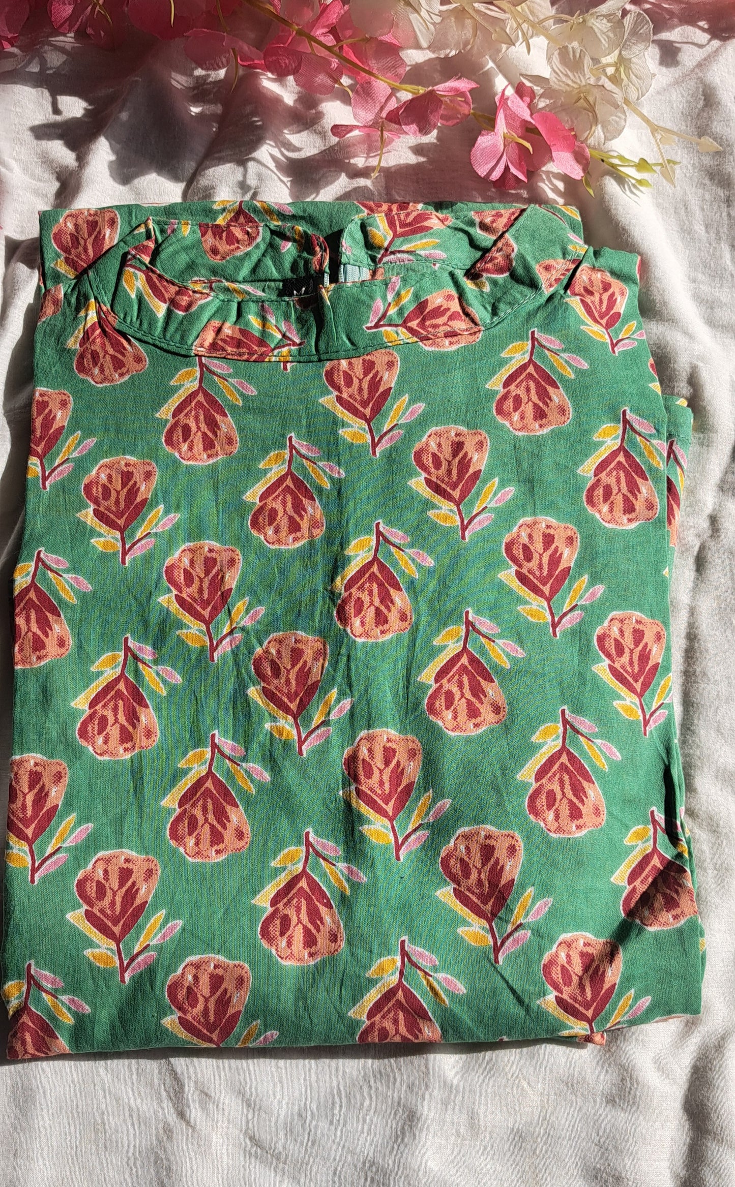 Sea green floral cotton coords